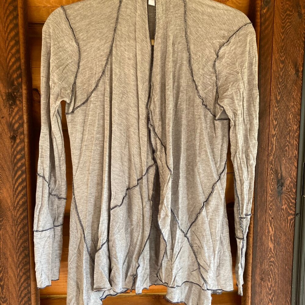 Design History Textured Gray Patchwork Cardigan - image 2